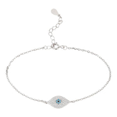 Classic Sliver Pearl Evil Eye Bracelet - silvermark