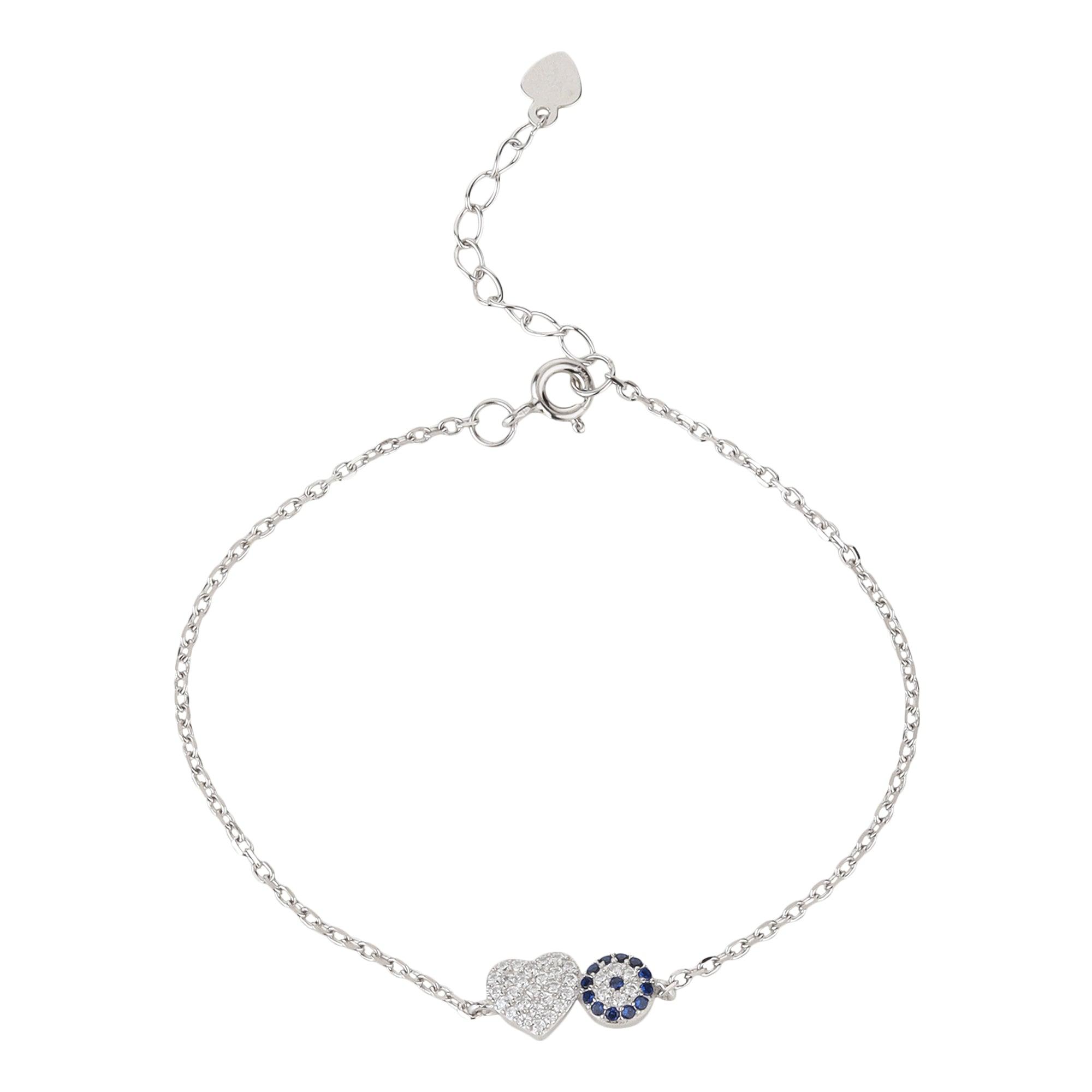 Glossy Heart Evil Eye Bracelet - silvermark