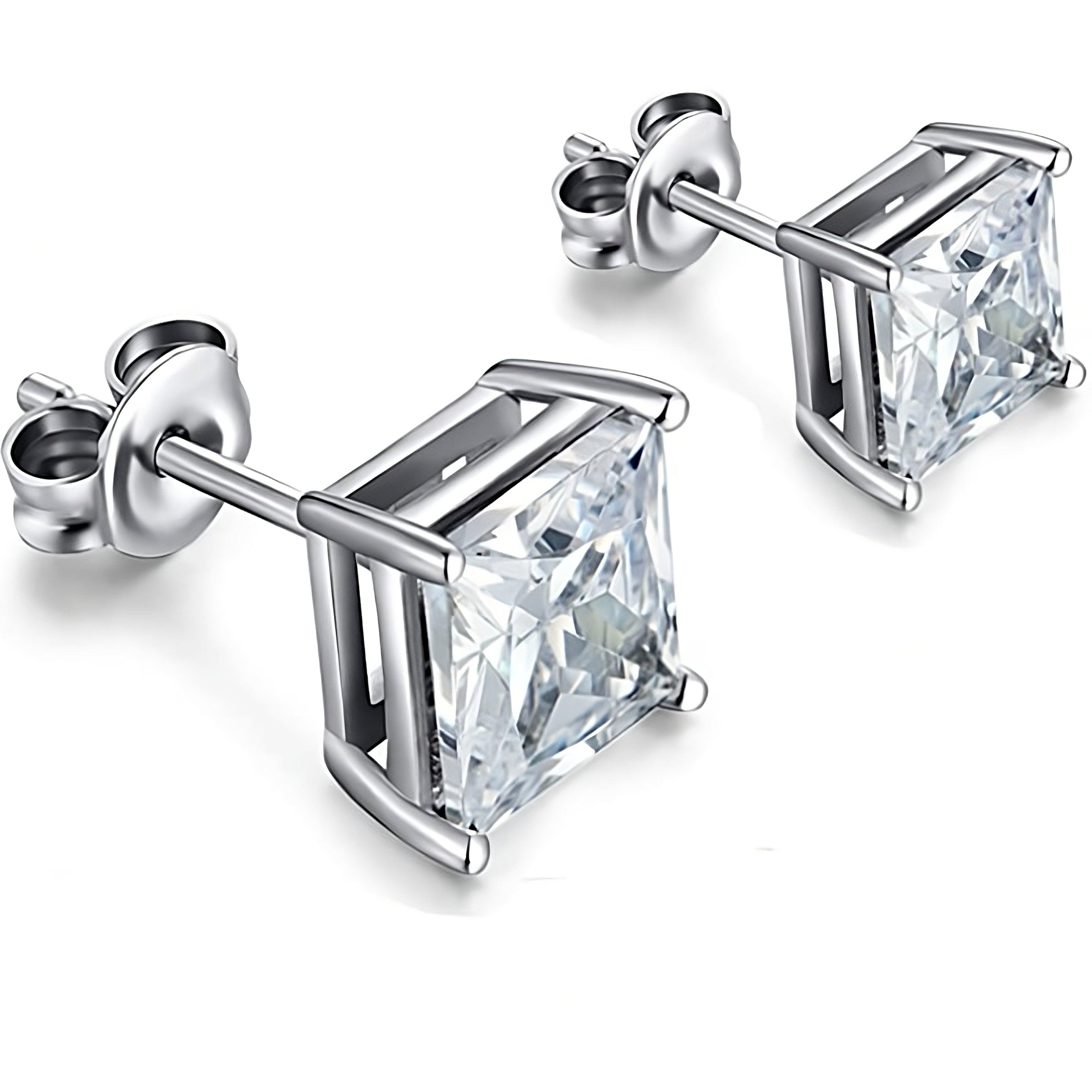 Square Cubic Zirconia Stud Earrings - silvermark