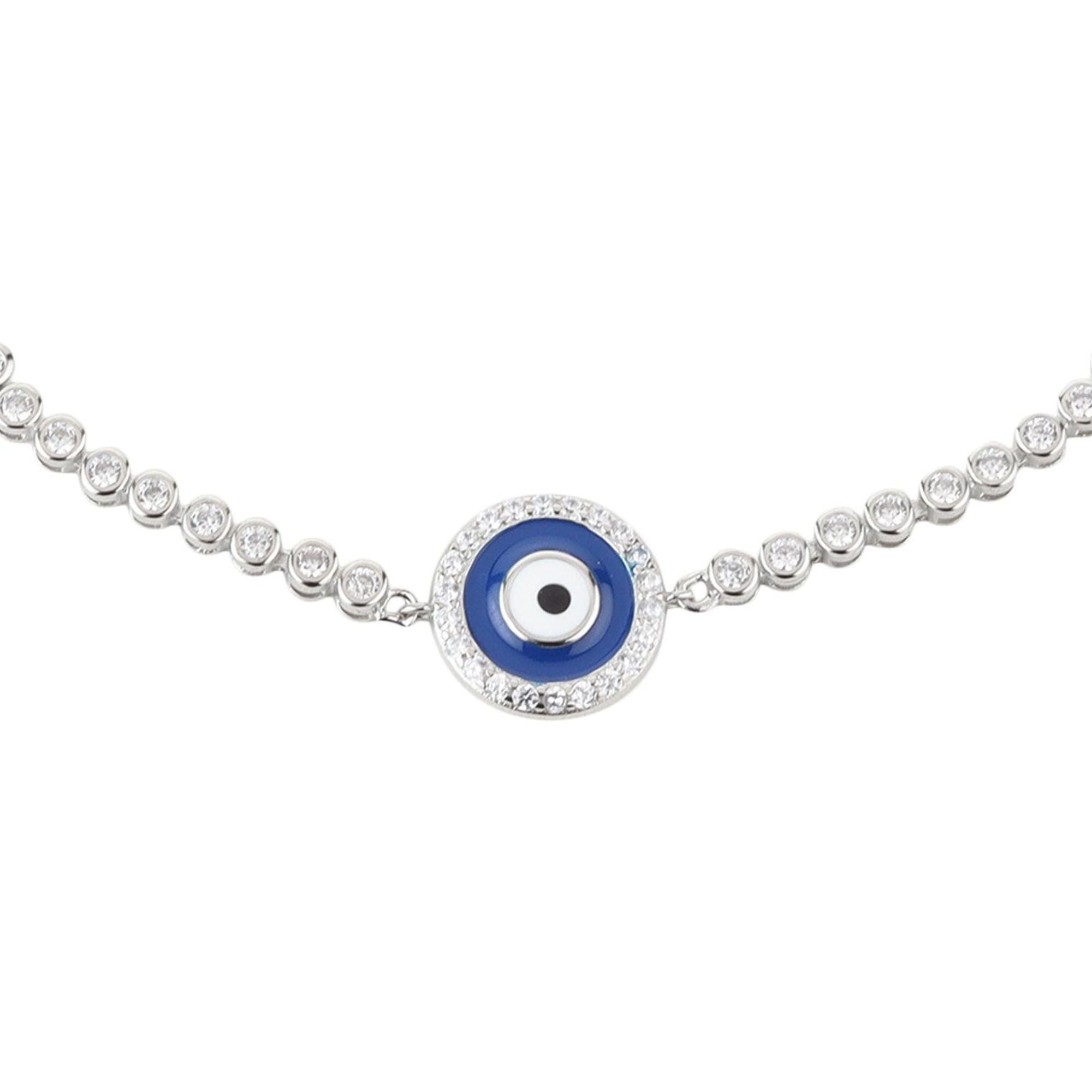 Evil Eye Silver Link Chain Bracelet