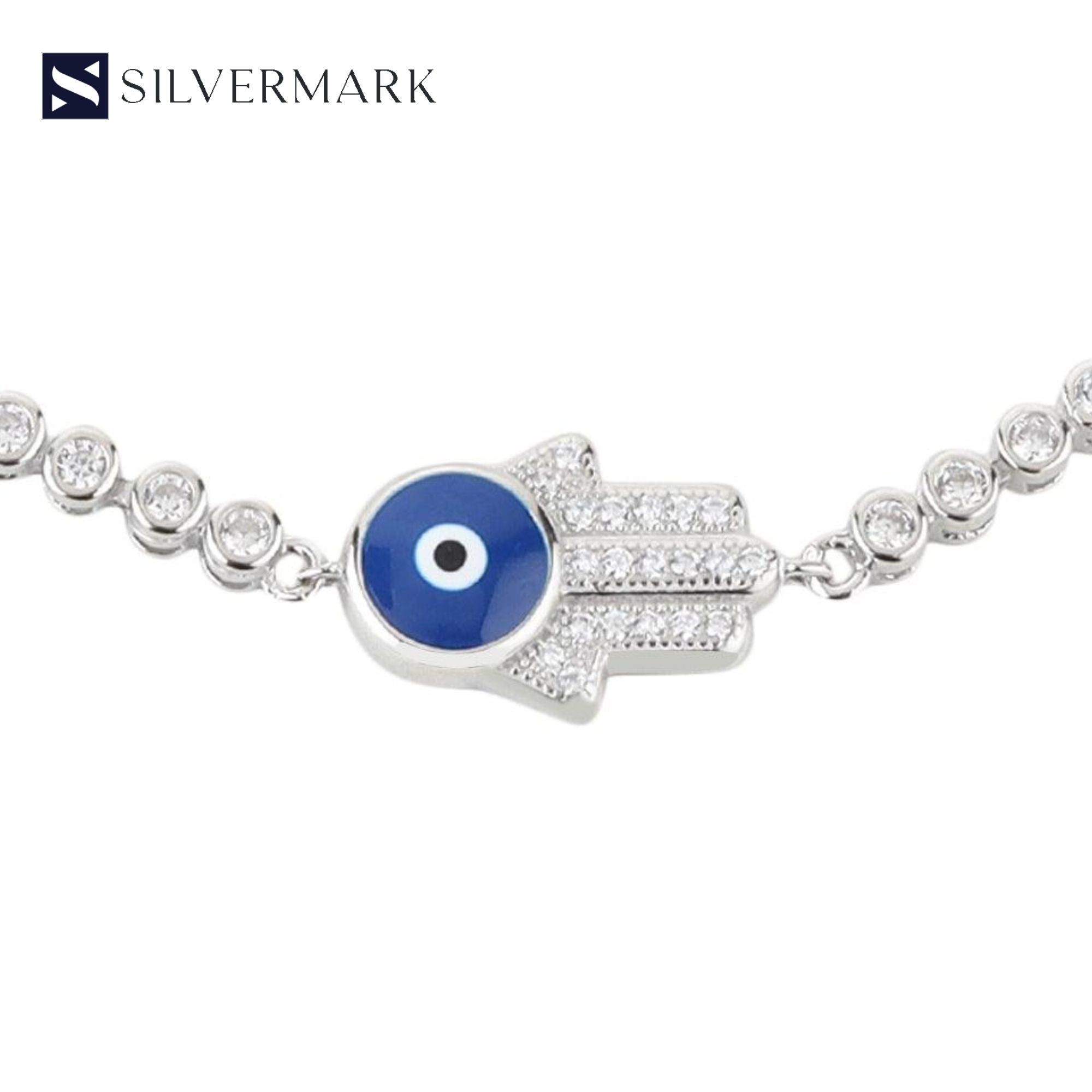 Adjustable Evil Eye Sterling Silver Bracelet